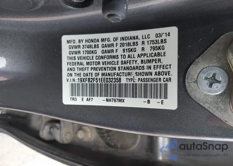 2014 Honda Civic Lx from USA, damaged, VIN 19XFB2F51EE032358